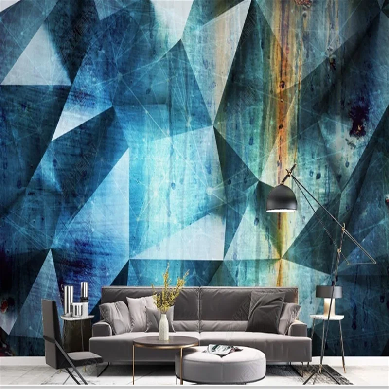 

Nordic Minimalist Blue Abstract Geometric Wallpaper for Living Room TV Background Wall Papers Home Decor Murals Papel De Parede