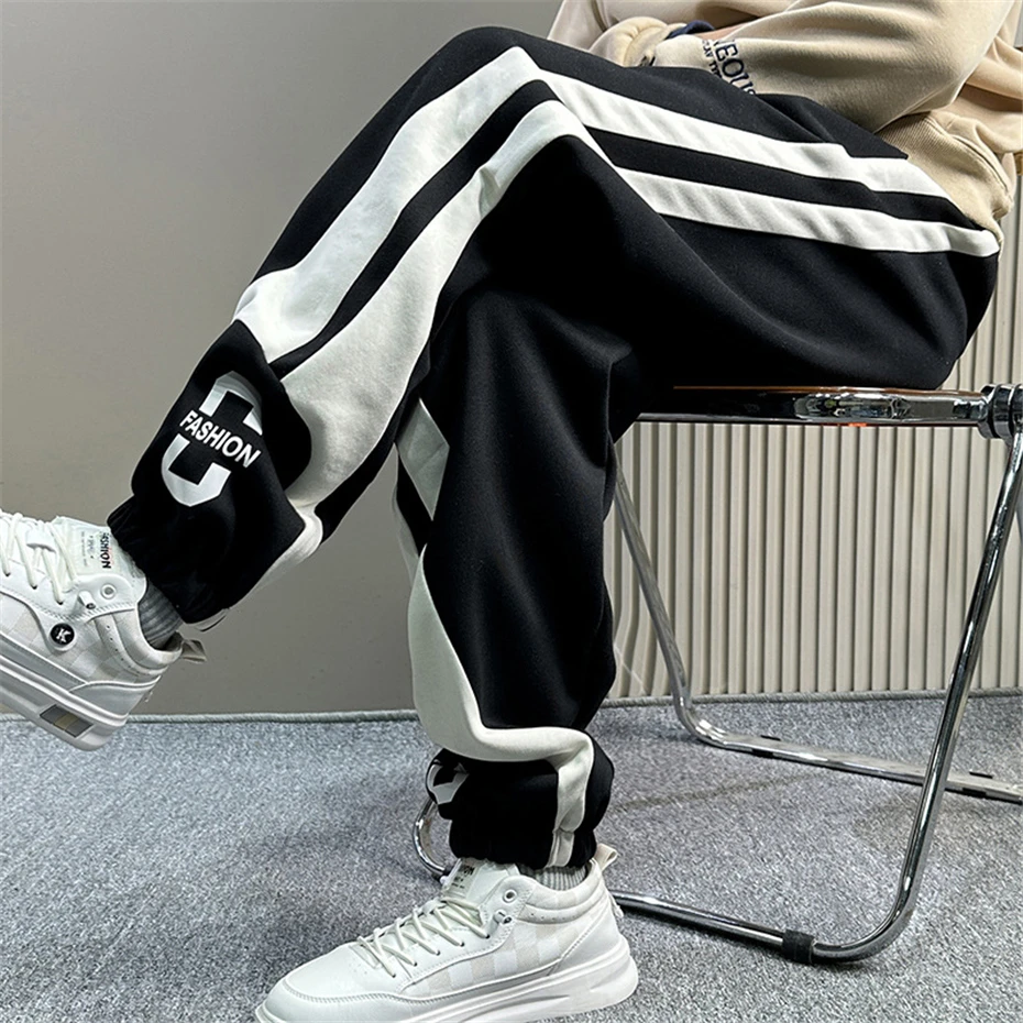Plus Size 11XL 10XL Pants Men Baggy Sweatpants Fashion Streetwear Striped Print Jogger Men Trousers Big Size 11XL Bottoms