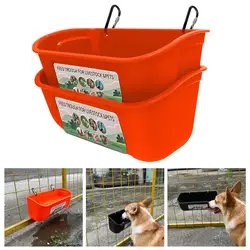 2Pcs Hanging Chicken Feed Poultry Feeder with Clips Livestock Poultry Supplies Hanging Chicken Feed Trough Fence Feeder Set