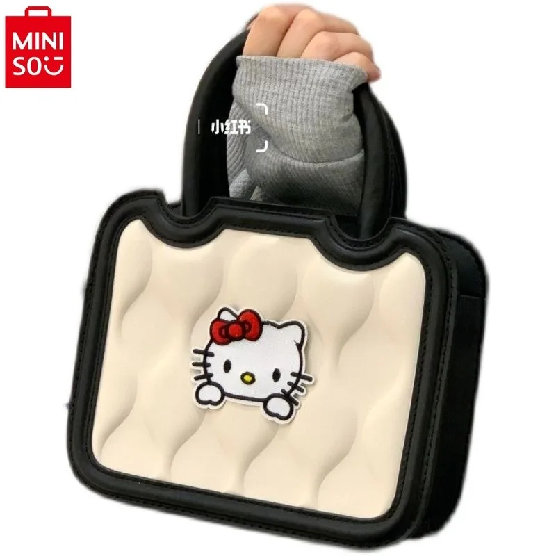 MINISO 2024 New Cartoon Hello Kitty One Shoulder Crossbody Small Square Bag Student Versatile Handbag