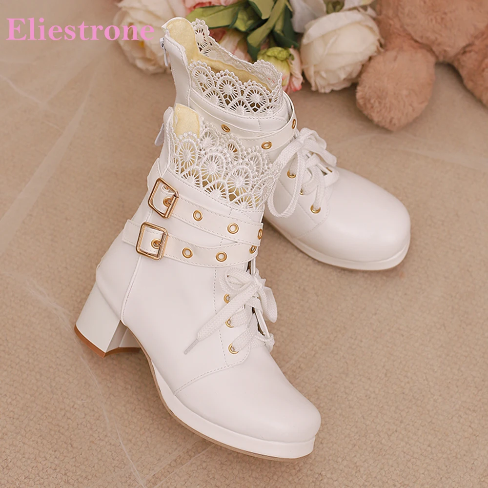 2026 Winter Elegant Women Ankle Booties Oversized Med Chunky Heel Lady Daily Shoes Large Small Plus Size 12 30 45 48 Non-slip