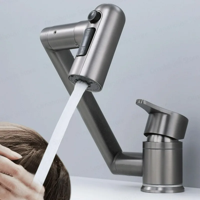 1080 Degree Rotating Faucet Bathroom Kitchen Folding Taps Sink Hot and Cold Mixer Deck Mounted  Washbasin Faucet