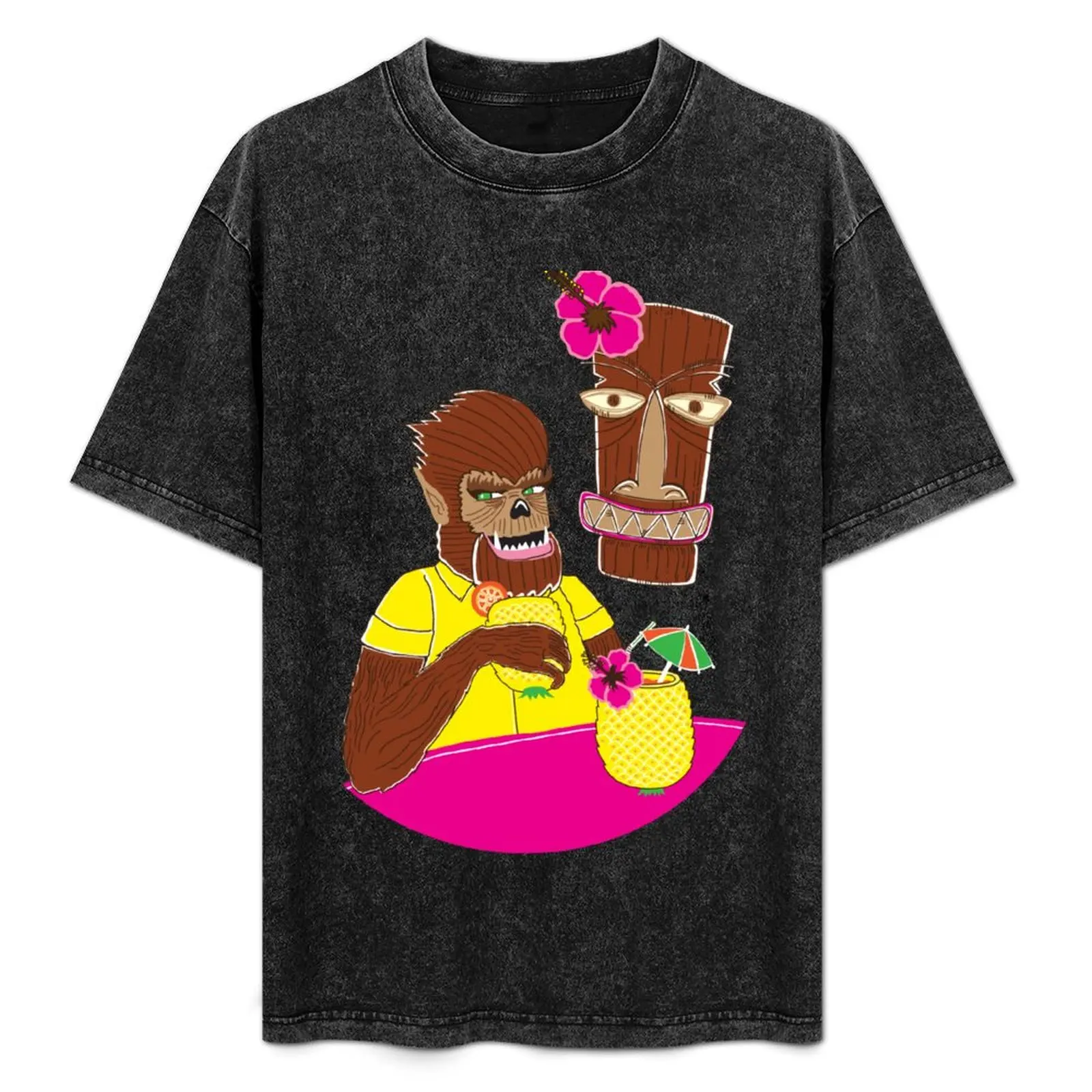 Voy a presentarle la camiseta informal de manga corta con estampado de I Saw A Werewolf Drinking A Piña Colada At Trader Vic＊s.