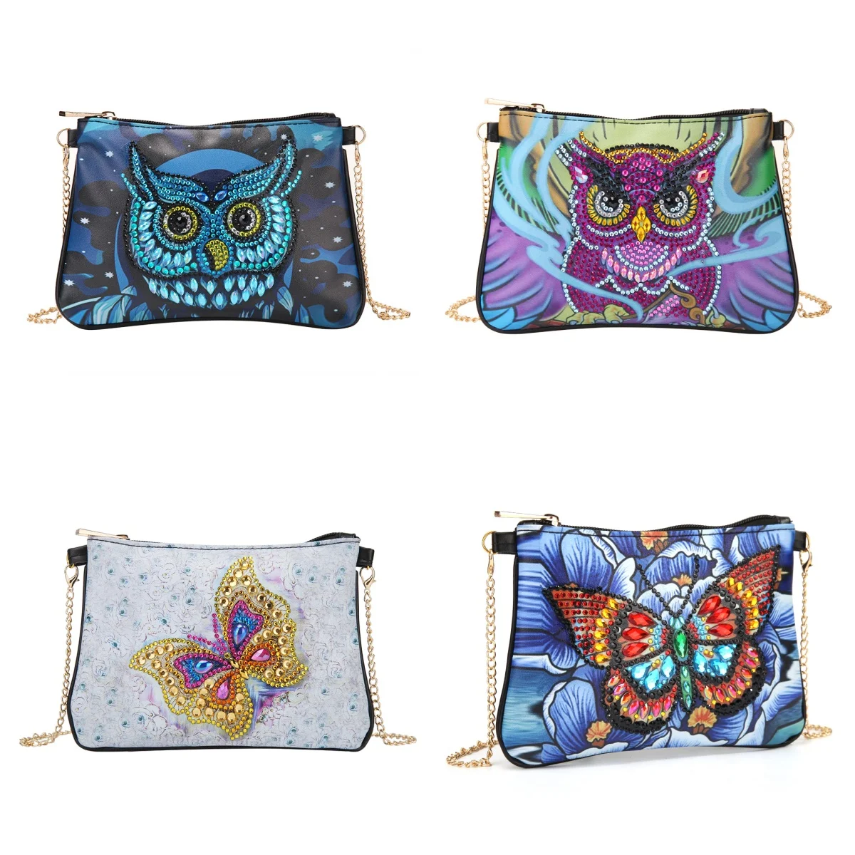 

1 набор для рисования алмазами «сделай сам», сумка через плечо на одно плечо с узором совы и бабочки, подходит для выхода