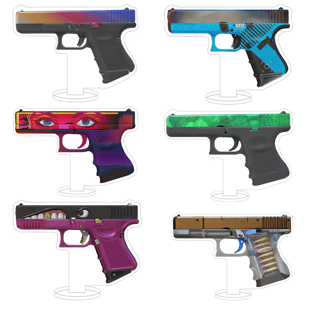 Loen Store CS GO weapon pistols Glock-18 Fade Gold Toof AXIA Vogue Bullet Queen desktop ornament skin acrylic stand ornament  