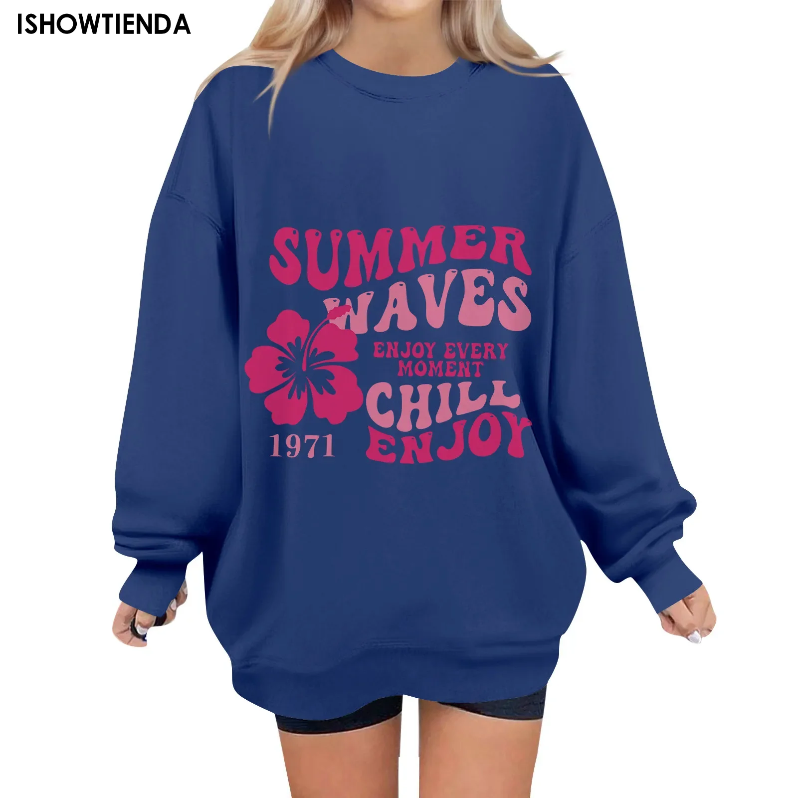 Ocean Beach Sweatshirt Sunset 1971 Letter Printed Long Sleeve Plus Size Hoodie Women Sweatshirts Harajuku Girl Casual Streetwear