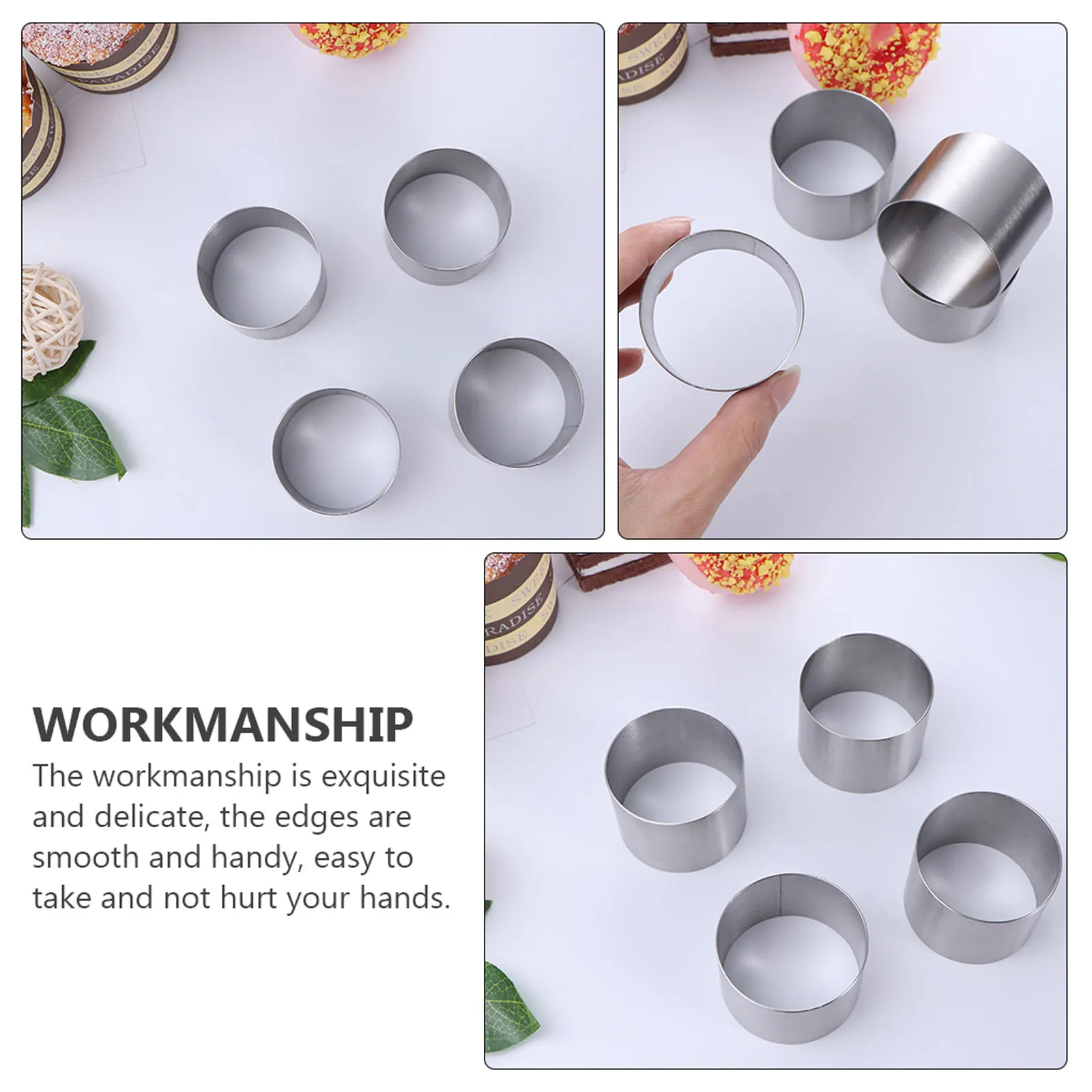

8 Pcs Round Cake Mold Mini Mousse Baking Rings Stainless Steel 5x5x5cm Reusable Pastry Tools Biscuit Mold Kitchen