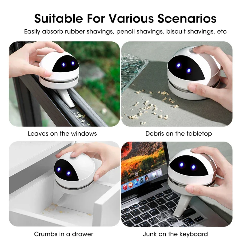 فرشاة تنظيف صغيرة لاسلكية هوفر روبوت هوفر USB قابلة لإعادة الشحن، فرشاة تنظيف حزام المكتب المنزلي ولوحة المفاتيح المكتبية ومنظف مريح