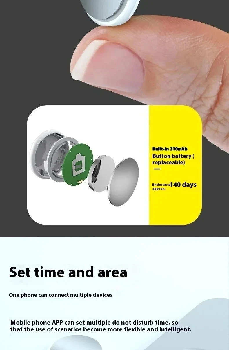 Lenovo GPS-Tracker, Bluetooth 5.4, intelligentes Gerät zur Verlustverhinderung für Kinder und ältere Menschen, als Erinnerungsfunktion, zur Ortung von Fahrzeugen und Gepäck, kompatibel mit Apple und Android. – Detail 4