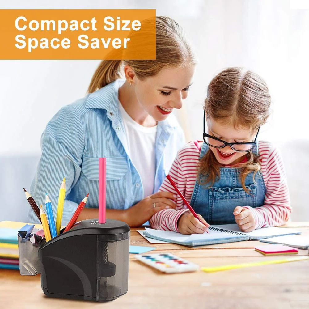 Electric Pencil Sharpener Power Adapter(Include) Battery Operated  with  Holder School Supply for Classroom