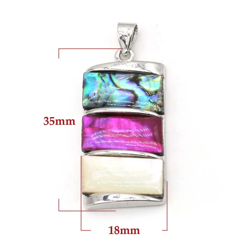 18x35mm Rectangular Pendant Natural Freshwater Shell Abalone Shell Charms for Jewelry Making Supplies DIY Necklace Accessories
