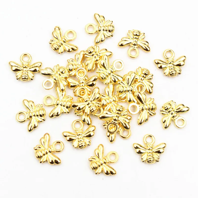 30pcs 10x11mm Charms bee Tibetan Silver Plated Bronze Gold Pendants Antique Jewelry Making DIY Handmade Craft