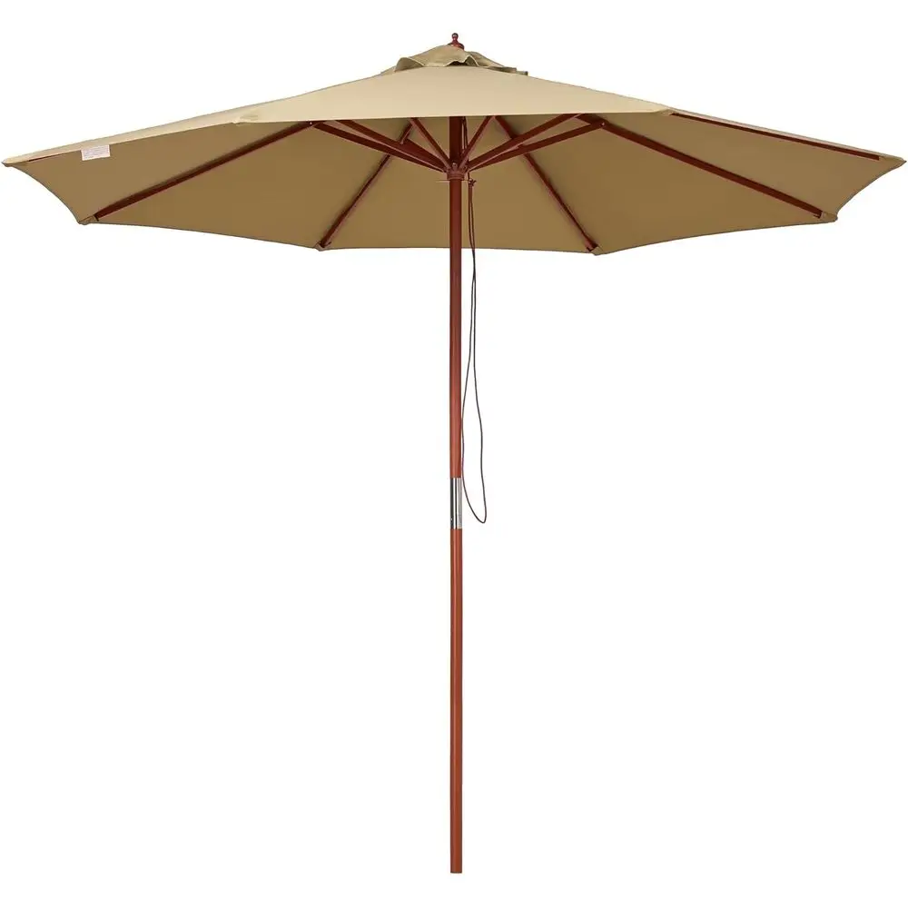 

Durable Wooden Patio Umbrella for Outdoor, Garden, Beach, Deck, Cafe, Poolside, Wedding, and Hotel Sun Protection