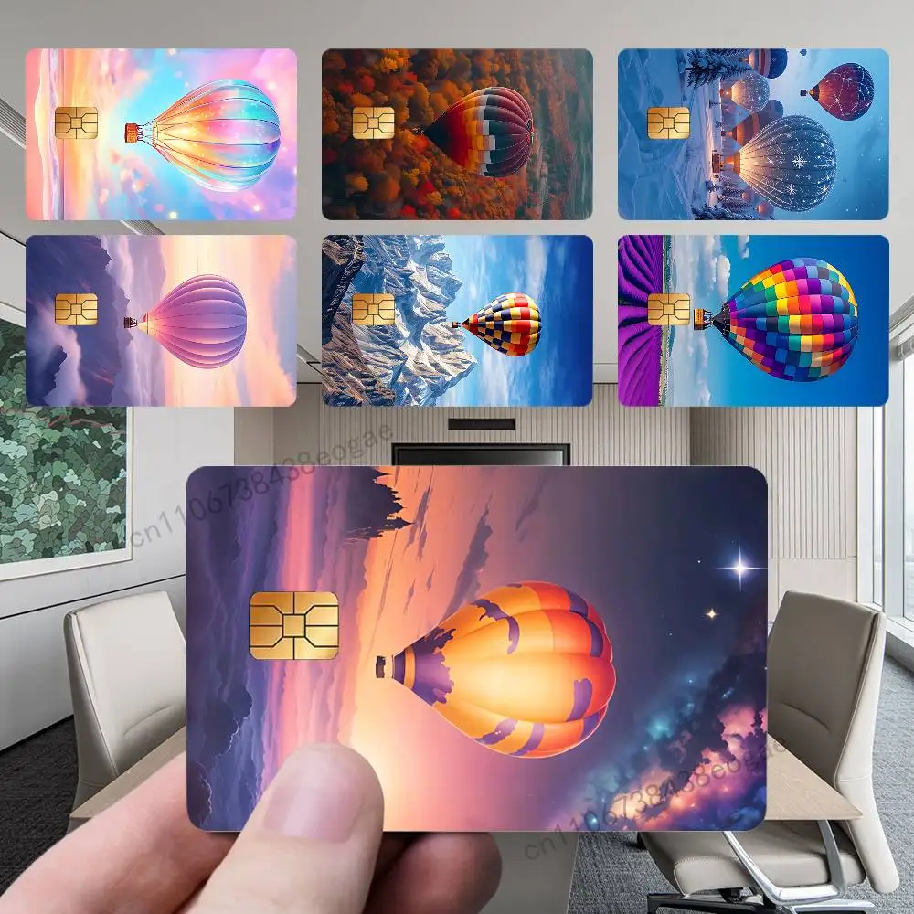 

Winter Art Hot Air Balloon Bank Credit Cards Bus Pass Stickers Cool Decoration Waterproof 4PCS Card Protective Film