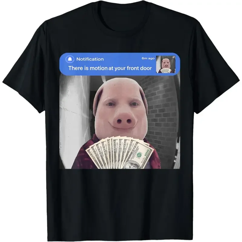 Graphic T-Shirt 100% Premium Cotton - Classic Unisex Fit, Ultra-Soft Ring-Spun Tee with Funny 'There Is Motion at Your Front Door' John Pork Meme, HD Print Durable Ink for Casual Outdoor & Sport