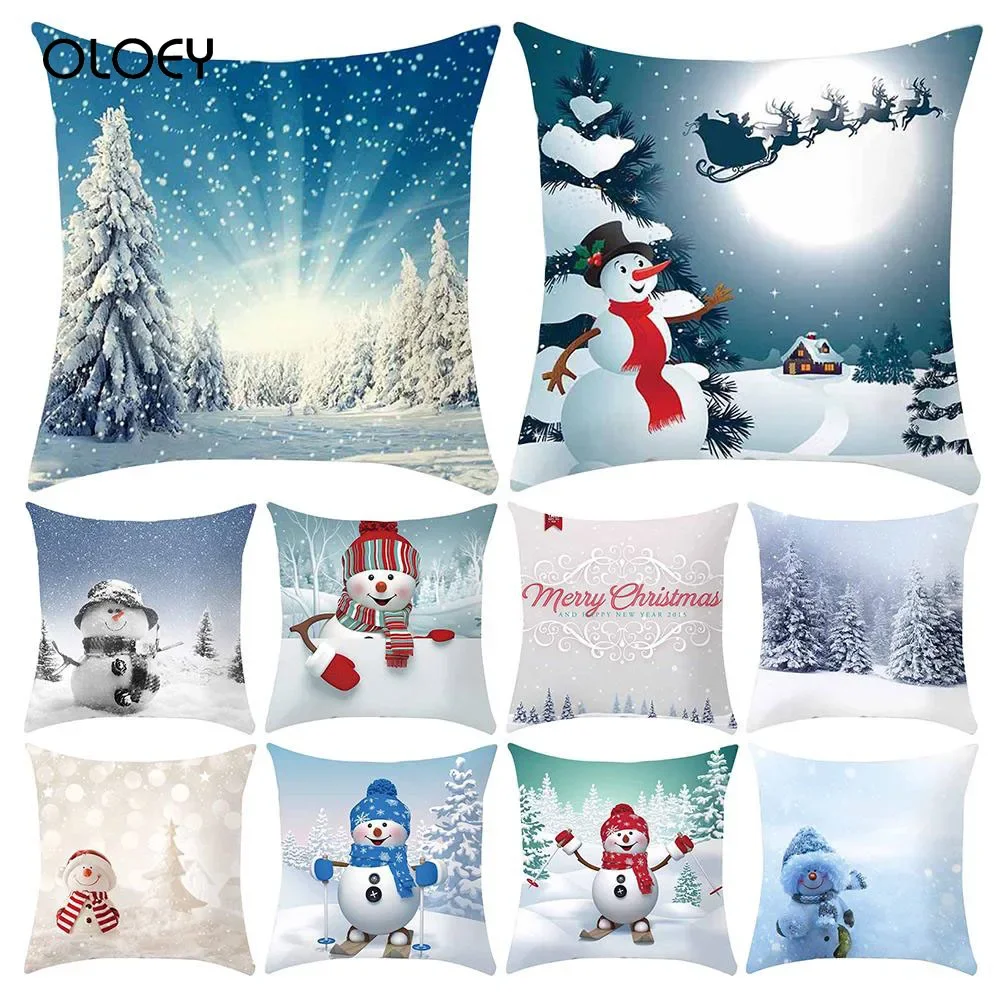 

45 * 45cm Christmas Snowman Pillowcase Bed Car Decoration Home Hotel Children's Room Christmas Decorations Soft and Comfortable.