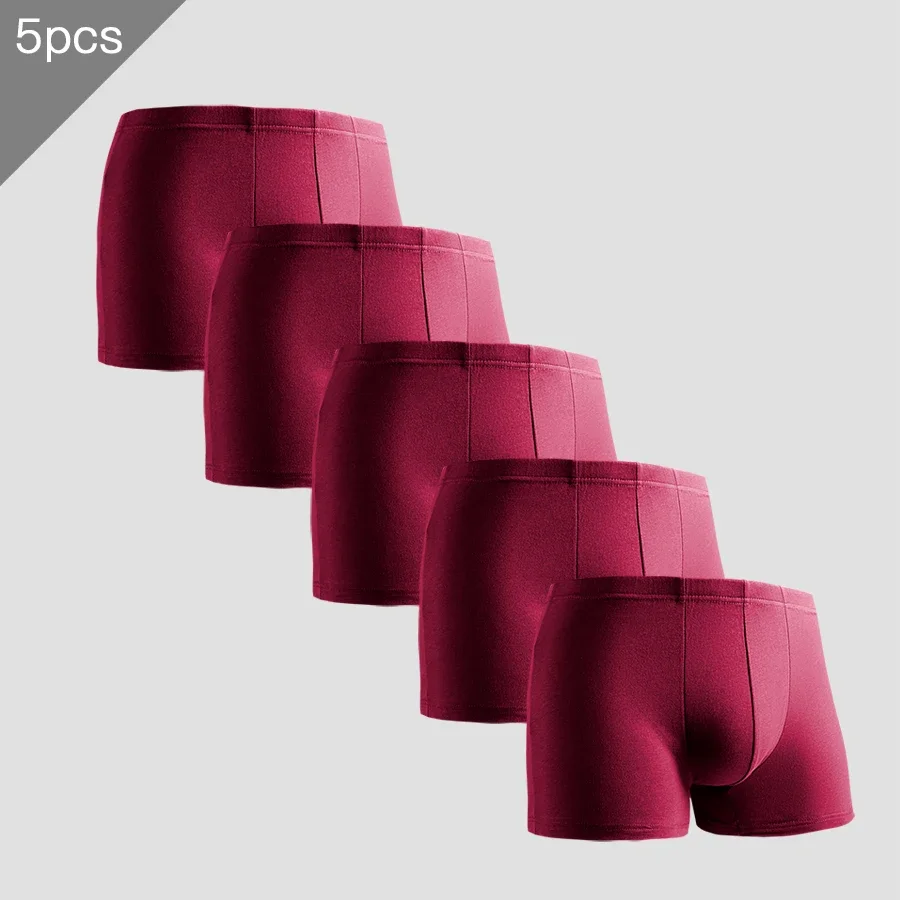 

5pcs Men's underwear, 100% pure cotton flat pants, summer large-sized, thin, breathable and comfortable underpants