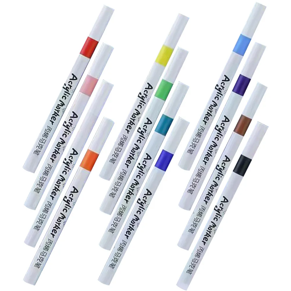 

12Pcs Acrylic Markers Premium Paint Pens Quick Drying Paint Markers for Coloring Sketching Illustration Calligraphy Art Supplies