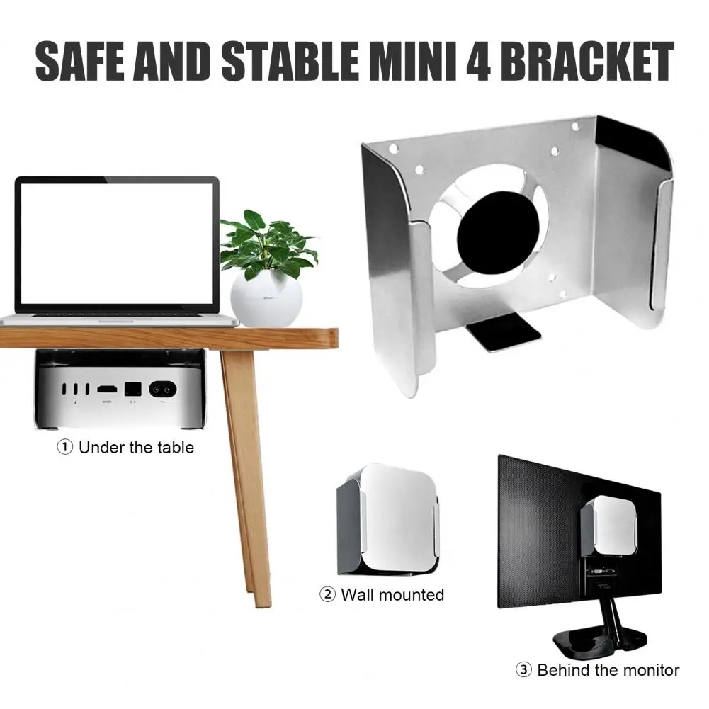 Sturdy Mini 4 Bracket 4 Wall Mount Bracket with Anti-slip Padding for under Desk or Behind Monitor Space-saving Holder for Mini