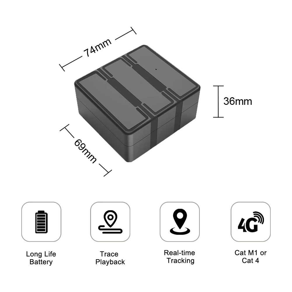 Standby Time 30 Days 4G GPS Tracker Long Battery Life Easy to Hide Rechargeable Locator