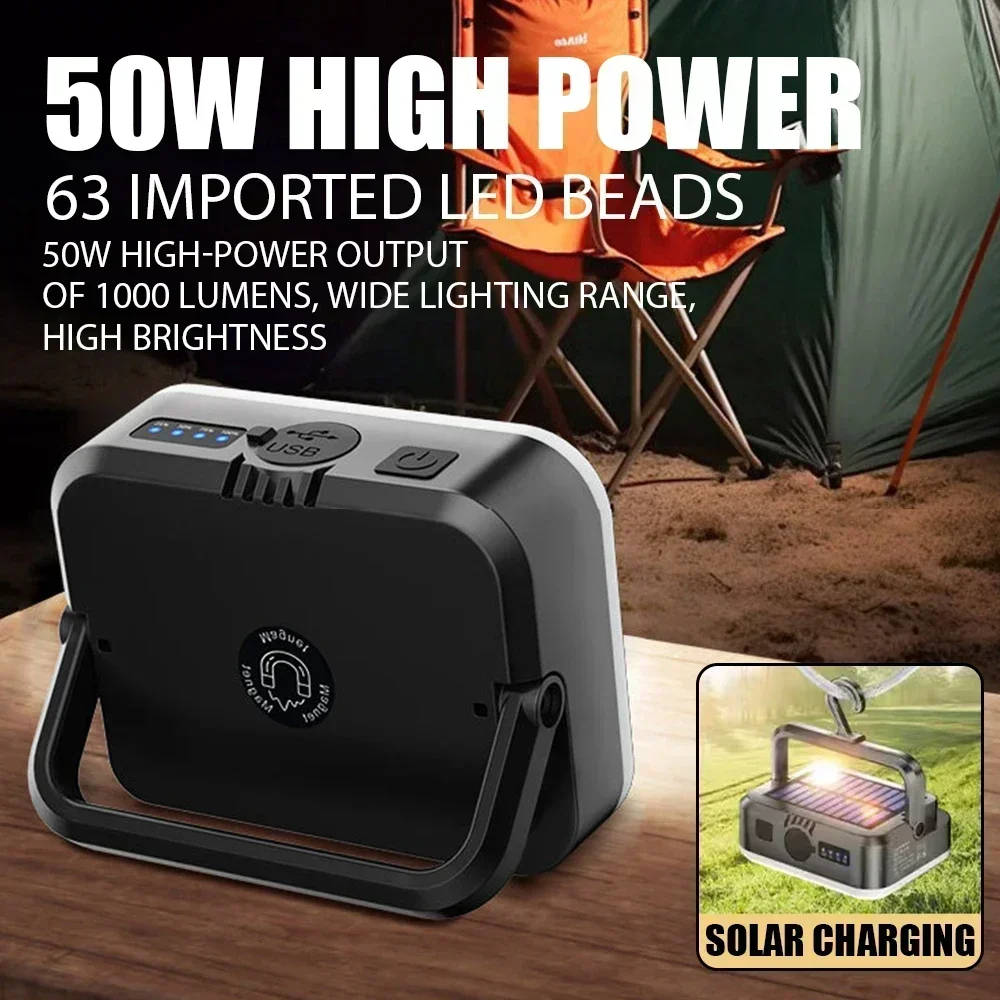 4000MaH Camping Lamp Portable Hanging Tent Light Solar PowerRechargeable Power Bank Work Lantern For Outdoor Camping BBQ Party