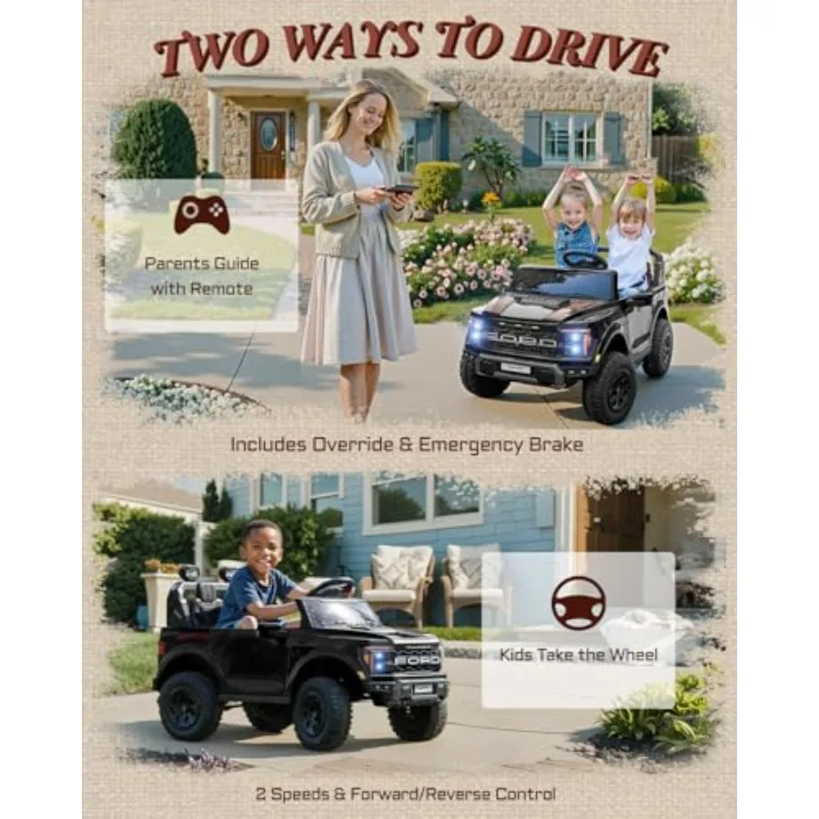 รถยนต์ของเล่นเด็กนั่งขับ 24V สำหรับเด็กโต รถยนต์ฟอร์ด F-150 แร็ปเตอร์ ลิขสิทธิ์แท้ 2 ที่นั่ง พร้อมรีโมทคอนโทรล รถยนต์ไฟฟ้าสำหรับเด็กเล็ก พร้อมไฟ LED