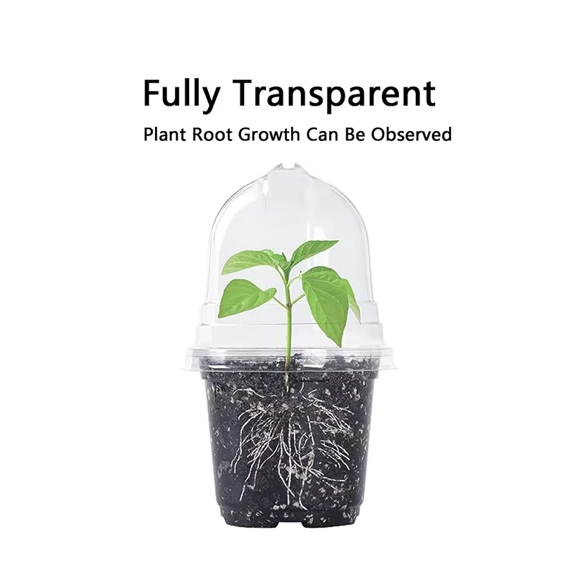 Clear PET Plant Nursery Pots with Lids - Humidity Domes Seedling Starter Containers for Transplanting B2