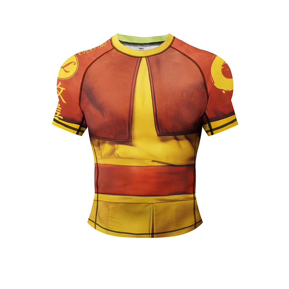 جديد الصيف الرسوم المتحركة الطباعة طفح الحرس للرجال MMA BJJ تصارع تي شيرت التسامي ضيق جيو جيتسو الملاكمة التايلاندية قصيرة المحملة