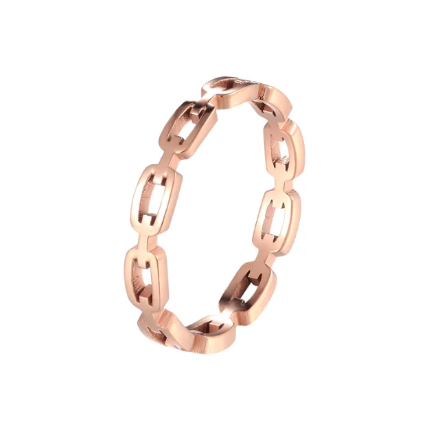 Fashion Jewelry New Stainless Steel Couple Ring Personalized Hollow Chain Design for Women