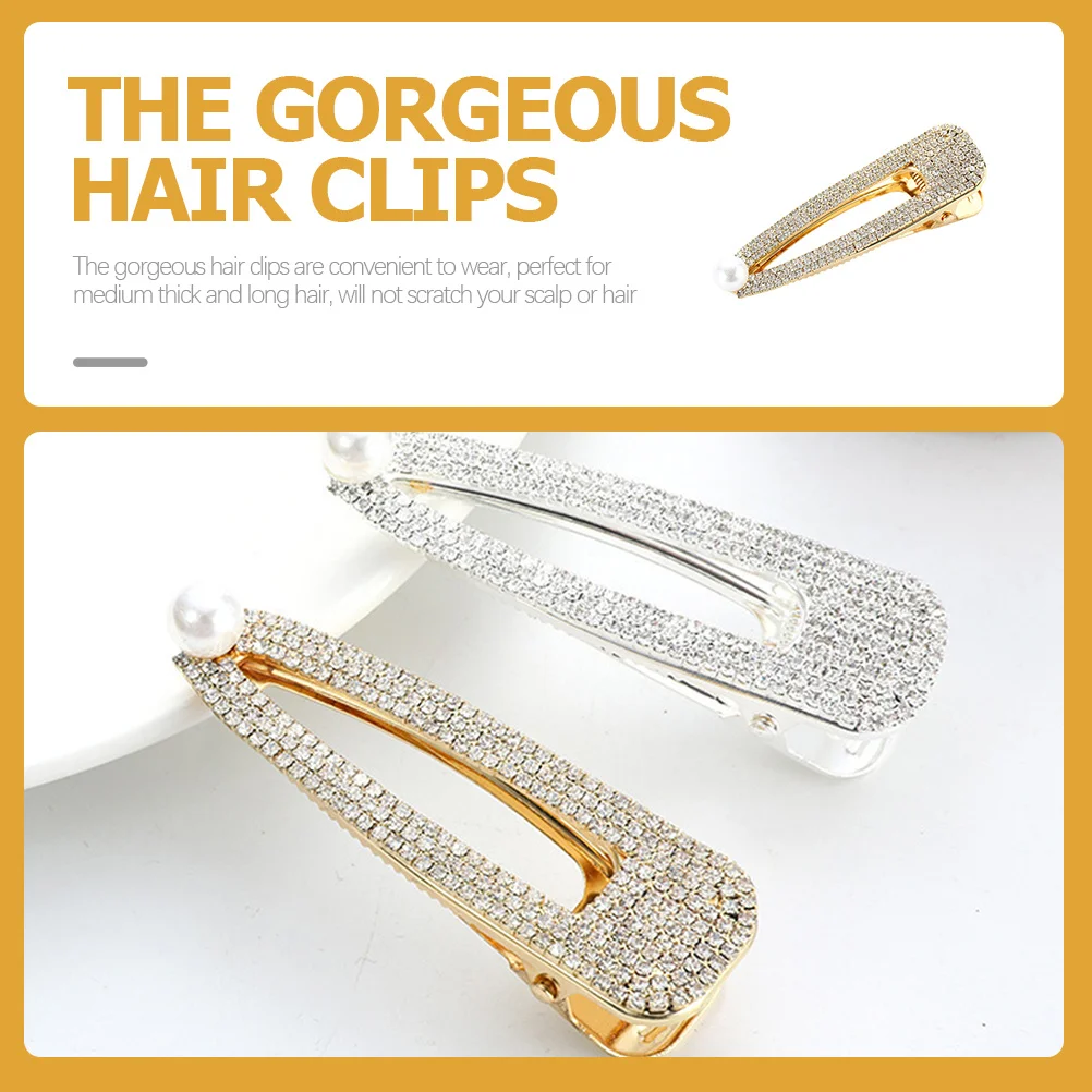 2pcs Rhinestone Hair Clips Wedding Bride Barrettes For Women Daily Wear Rhinestone Barrettes Ceremony Hair Accessories