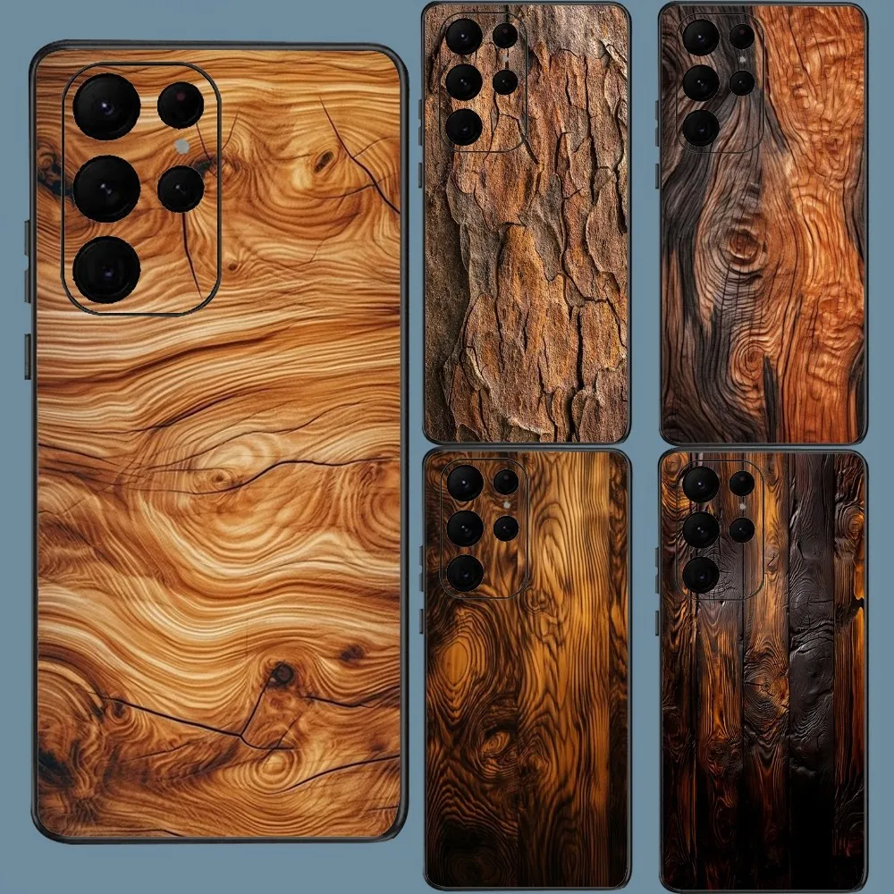 

Natural Wood Phone Case For Samsung Galaxy A52 A12 A51 S21 Edge S22ULTRA S23 S20LITE Plus Ultra Black Cover