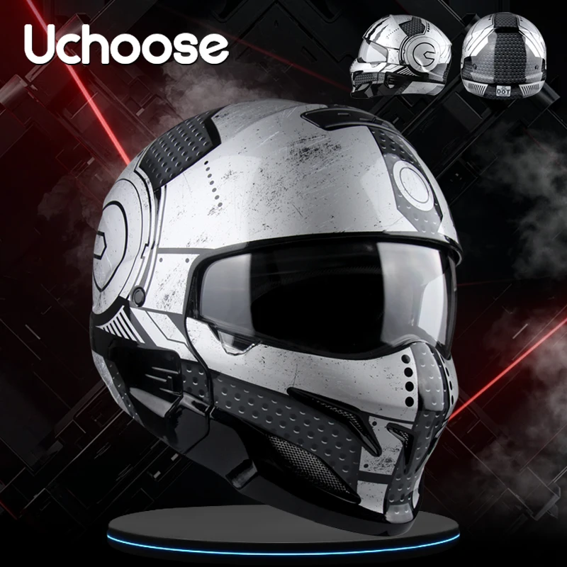 

uchoose New Scorpion Helmet Retro Motorcycle Cascos Moto Locomotive Personality Multi-purpose Combination Helmet Half Helmet
