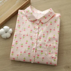 2024 New Casual Women Shirt Exquisite Floral Print Woman Long Sleeve Shirts Ladies Loose Blouse and Tops Lady Clothes