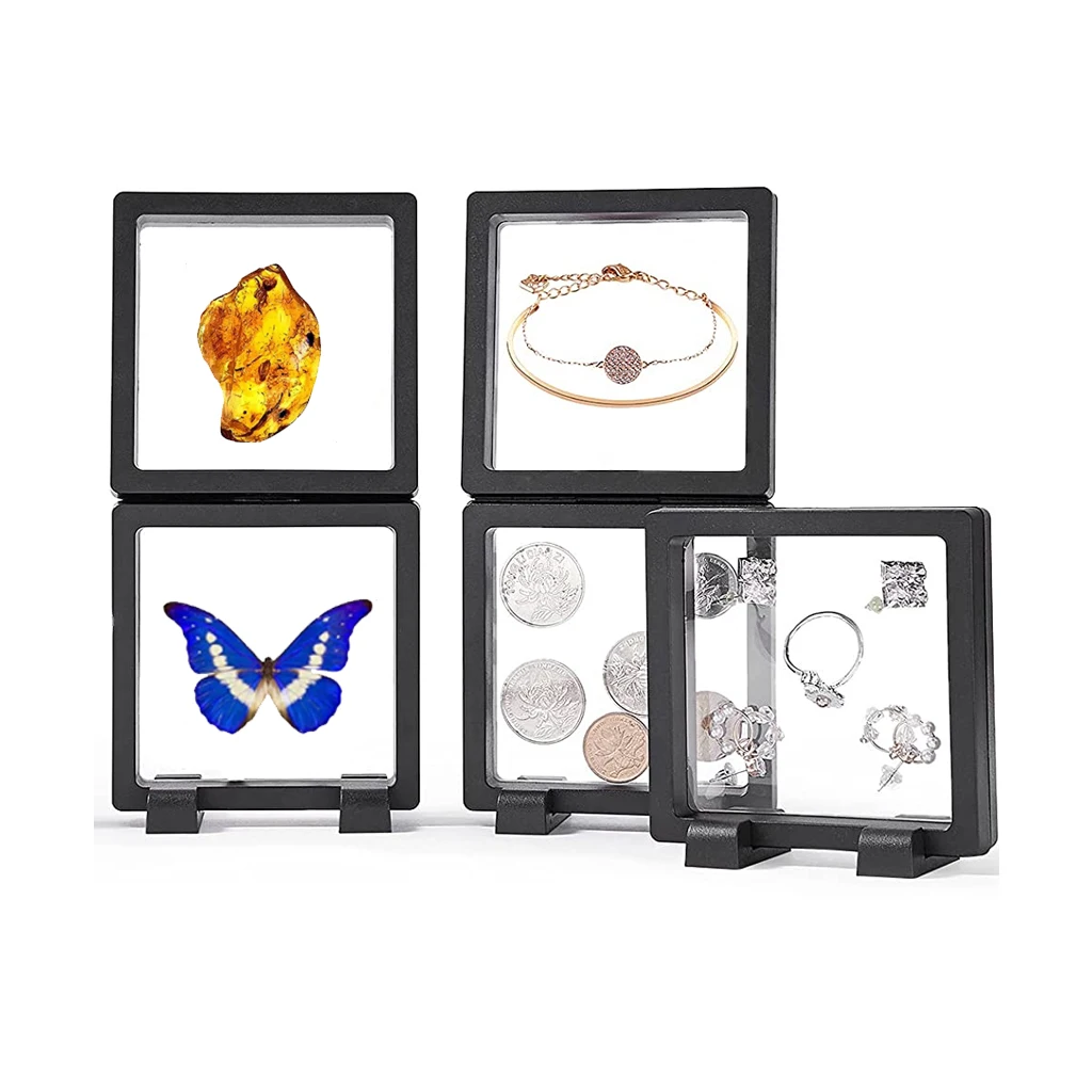 10Pcs 3D Floating Frame Display Stand Holder Storage Box Jewelry Case for Coin Medallion Ring Bracelet Earring Pin Organizer