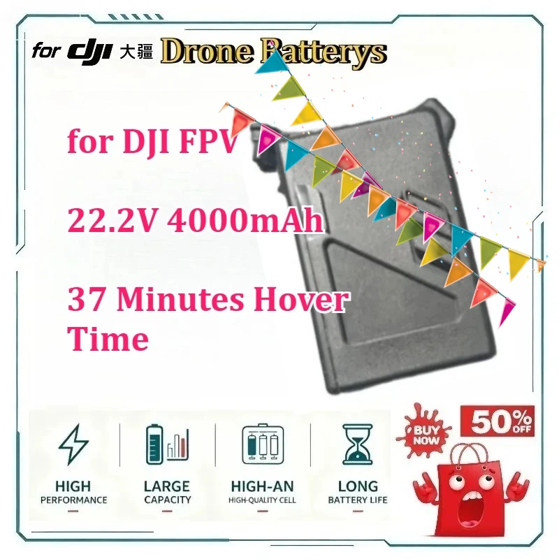 

New for DJI FPV Drone Battery 22.2V 4000mAh 37 Minutes Hover Time Upgraded Lightweight High Capacity Long Endurance Battery