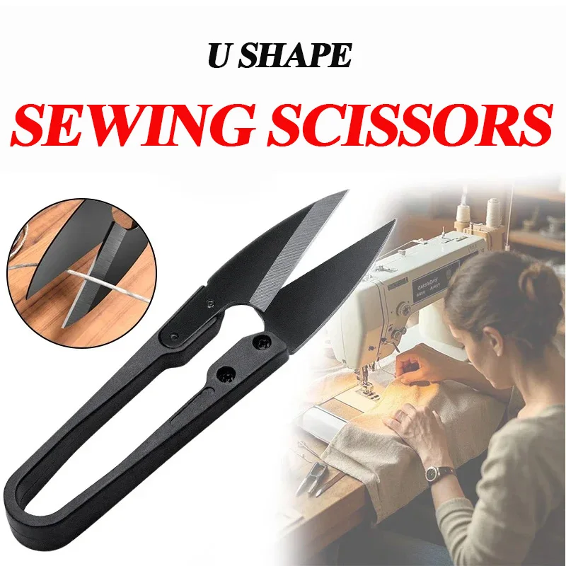1/2/10 Stuks Rvs U-vormige Elastische Schaar Zwart Koolstofstaal Kleding Naald Draad naaien Schaar Diy Handwerken
