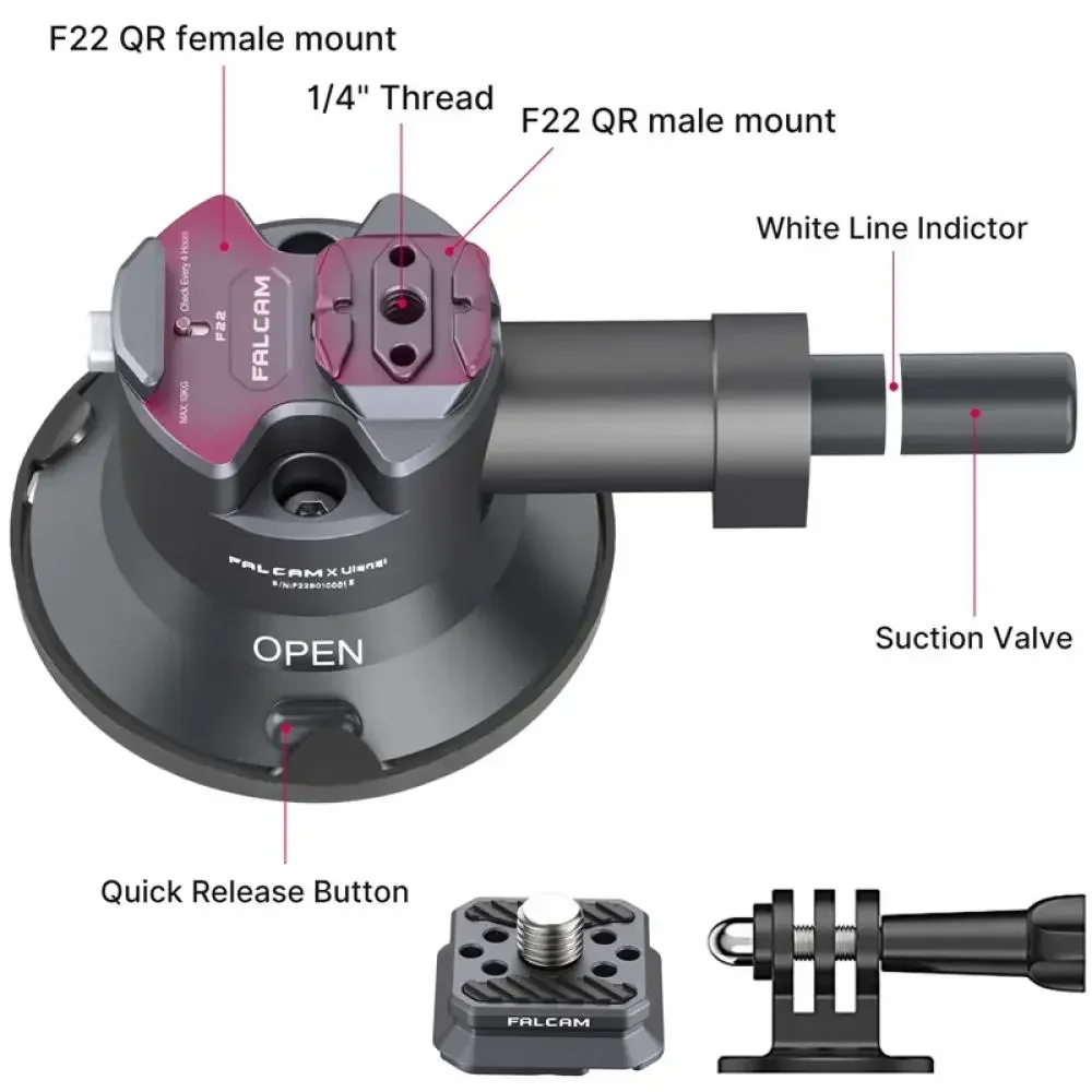 FALCAM F22 & F38 2567/2568/2822 كاميرا سريعة الإصدار شفط جبل حامل الكأس حامل قوس لكاميرا Gopro DSLR شفط كوب