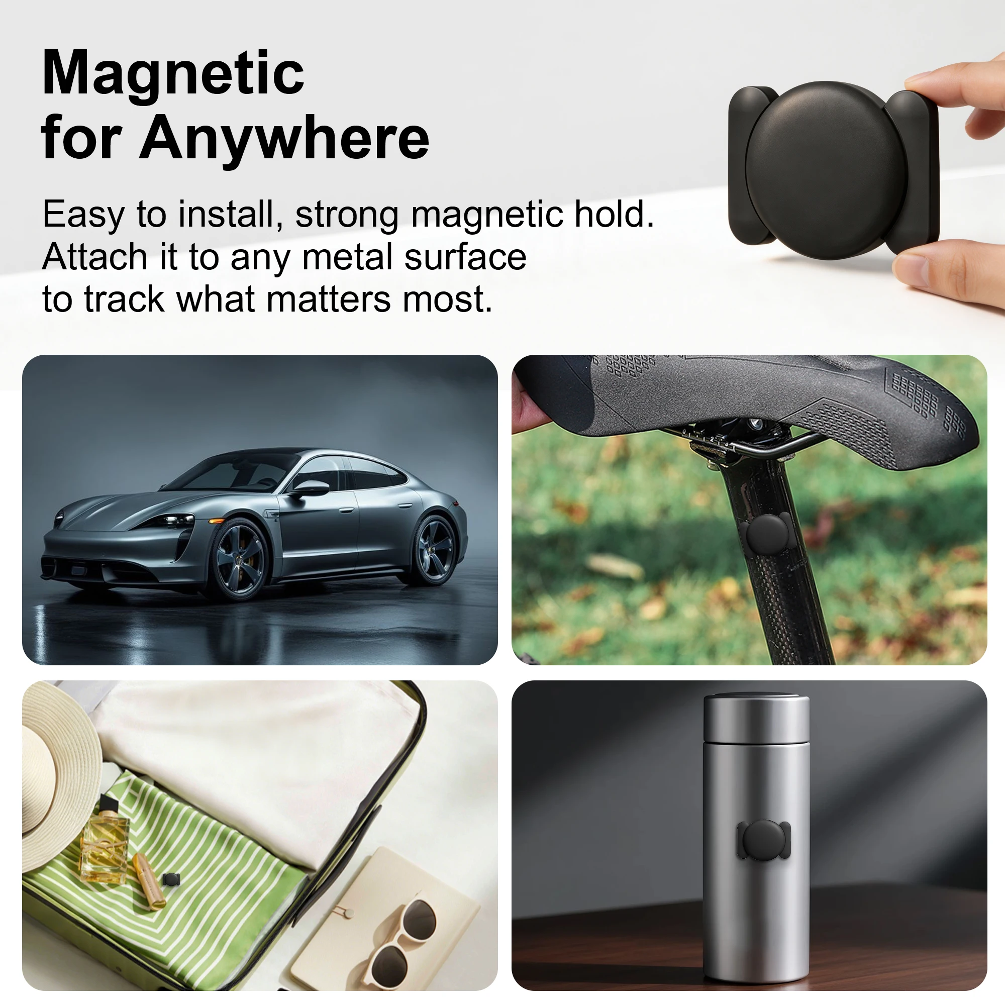 2Pack Hidden Anti-Theft Magnetic Car GPS Tracker Case No Drill Works with Google Find Hub Smart Tag for Motorcycle Scooter