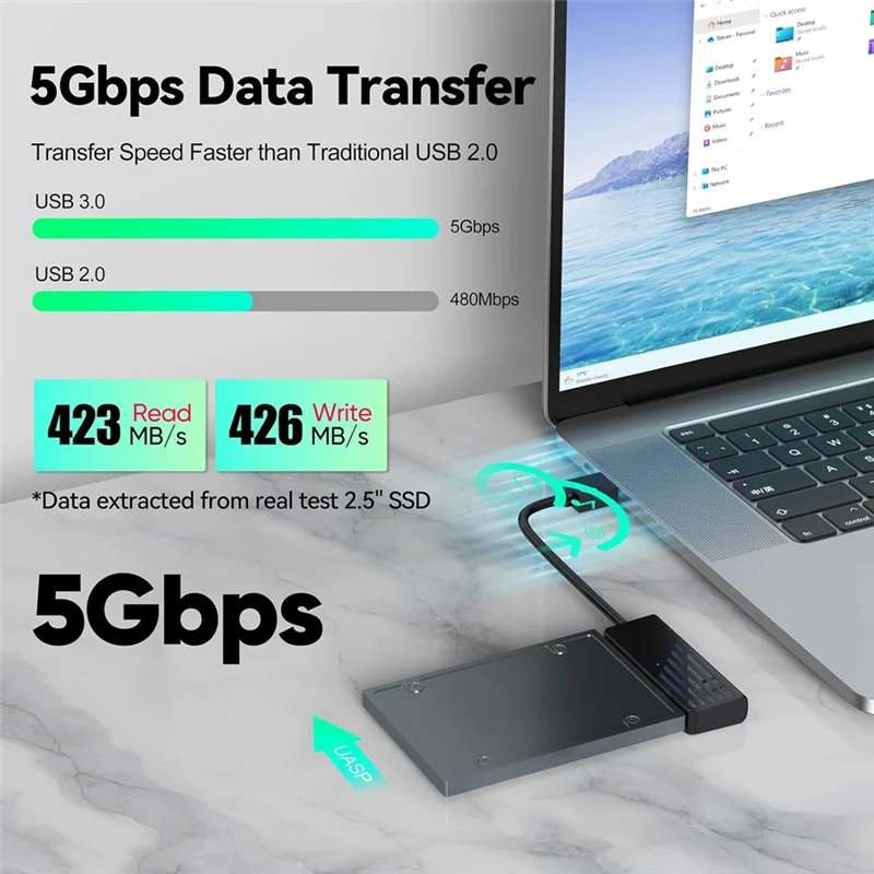 SATA III 2.5" SSD Transfer Converter Adapter, USB 3.0 To SATA Cable, External Hard Drive Reader Compatible