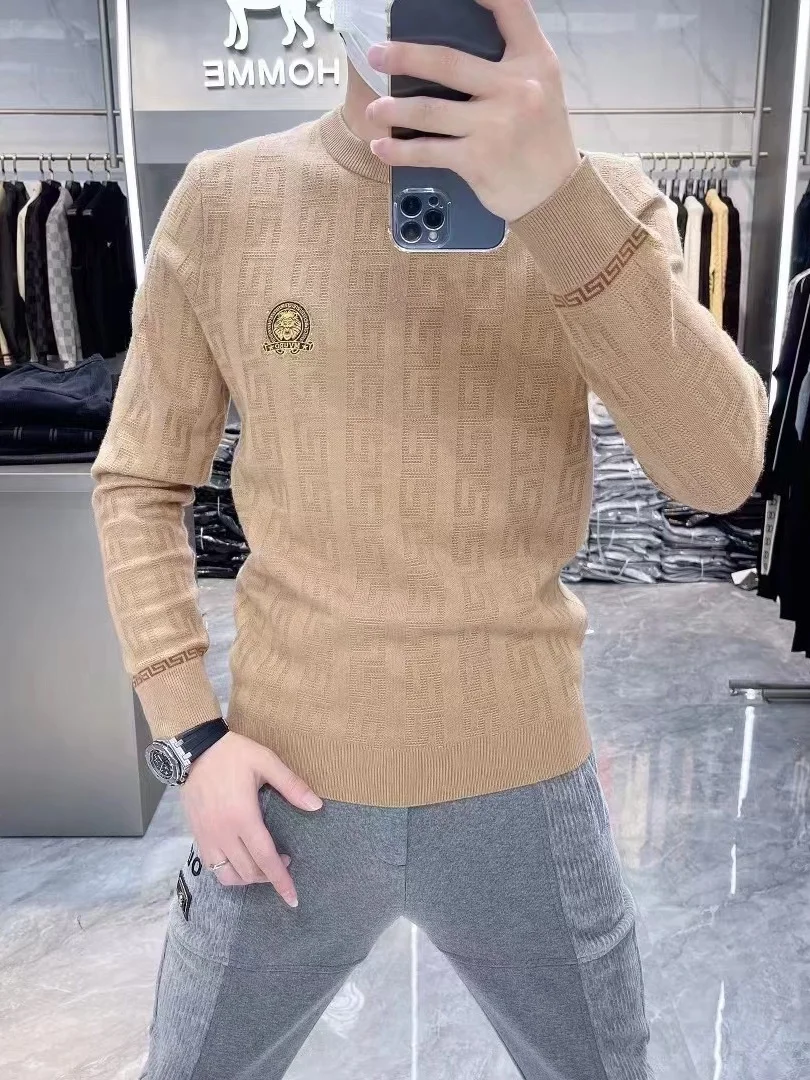 

Thiened Woolen Knitted Sweater round Ne Warm Faionable Men's Autumn Winter New Sle Slim Fit Base irt Ci Casual Lo...