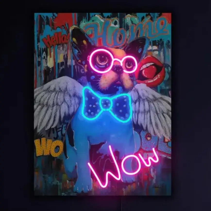 

Dog Neon Sign WOW Neon Sign Dog Pop Art Artwork Dog Print Neon Modern Neon Sign Dog Lover Gift Trendy Neon Sign Dog Wall Art