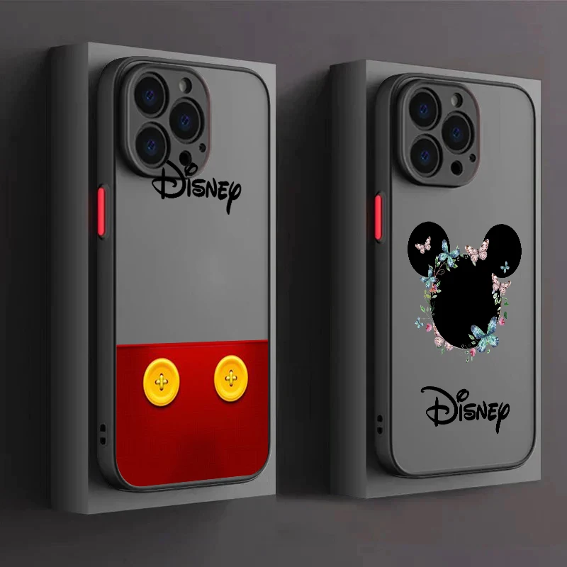 

Mickey Disney Cartoon Cute Frosted Translucent For Apple iPhone 16 15 14 13 12 11 XS XR X Pro Max Plus Mini Back Phone Case