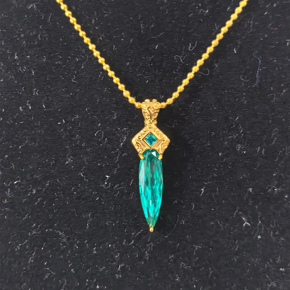 10 carat Paraiba Color Gemstone Pendant Necklace Divination Necklace Birthstone S925 Silver