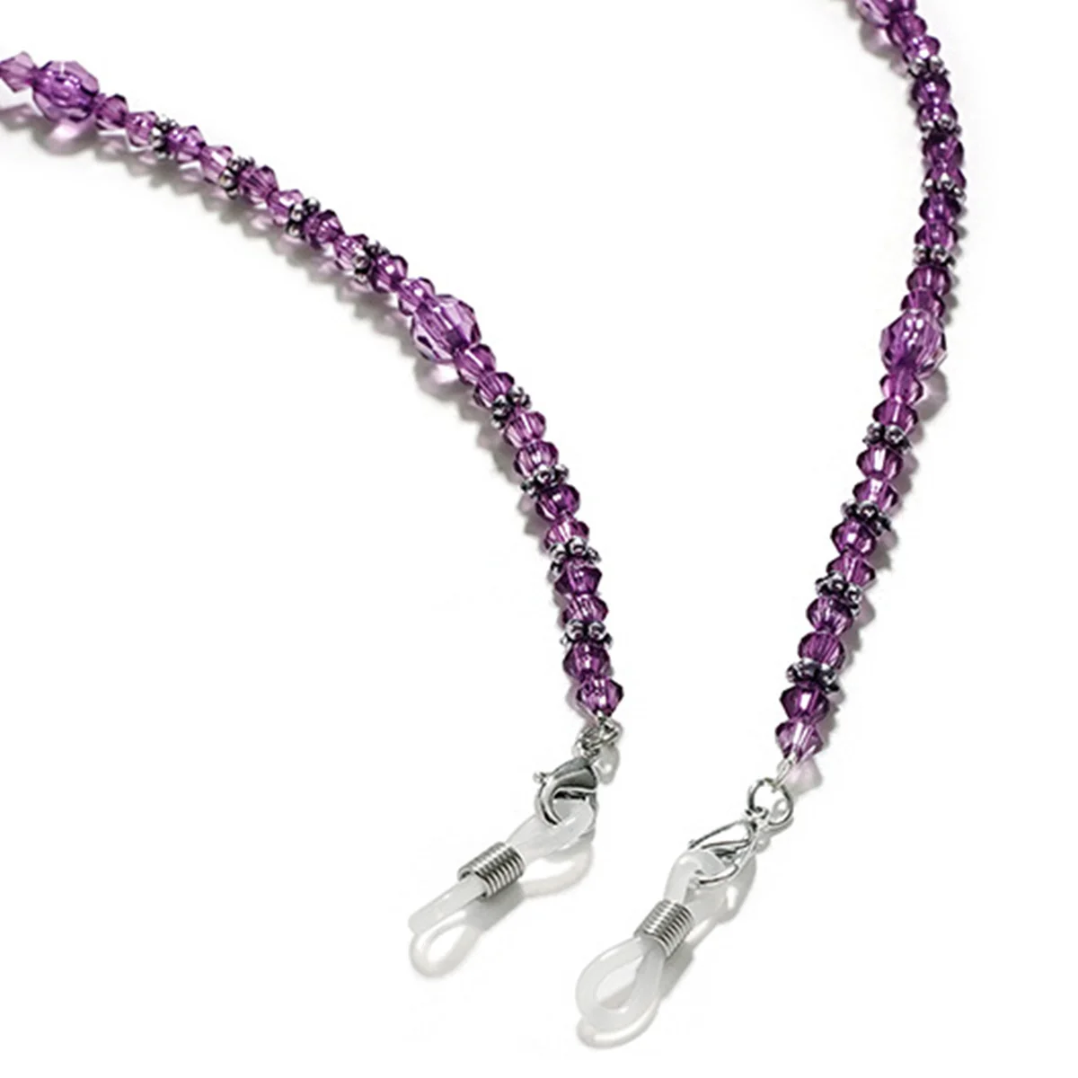Lila Blumen-Perlen-Brillenkette, Maskenhalter für den Hals, Brillenband für Damen zur Verhinderung von Stürzen und Verlust. – Detail 5