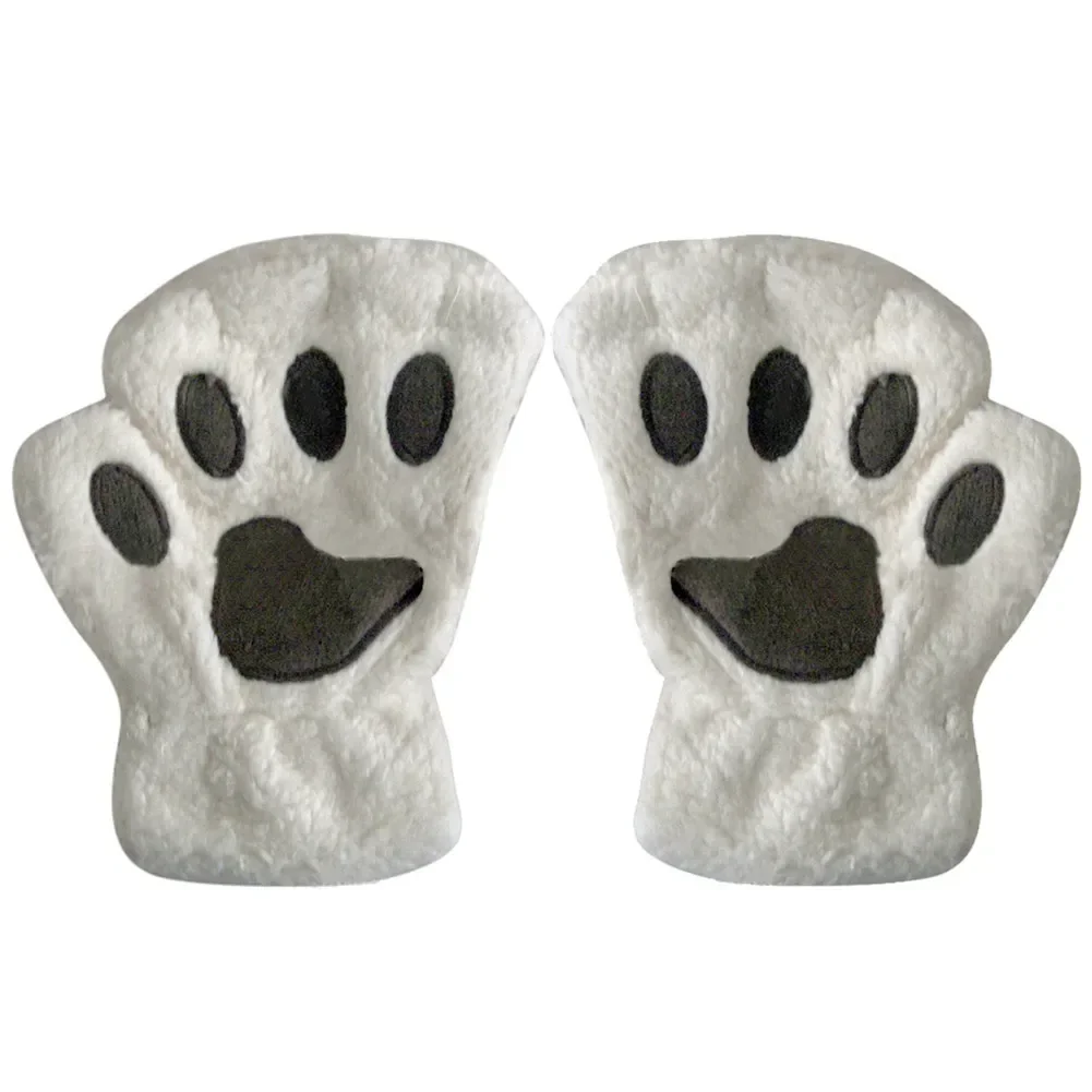 Ladies animal paw Gloves Winter Fingerless Gloves Fluffy Bear Cat Plush Paw Claw Half Finger Glove Half Cover Woman Mitten hot