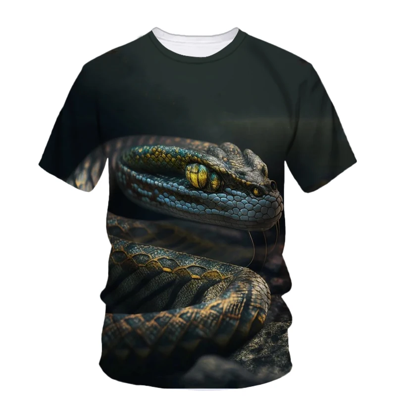 Scary Animal Python 3d Printed T-Shirt New Summer Men\'s T-Shirt Fashion Creative Tough Guy Hip Hop Casual Funny O Collar Top