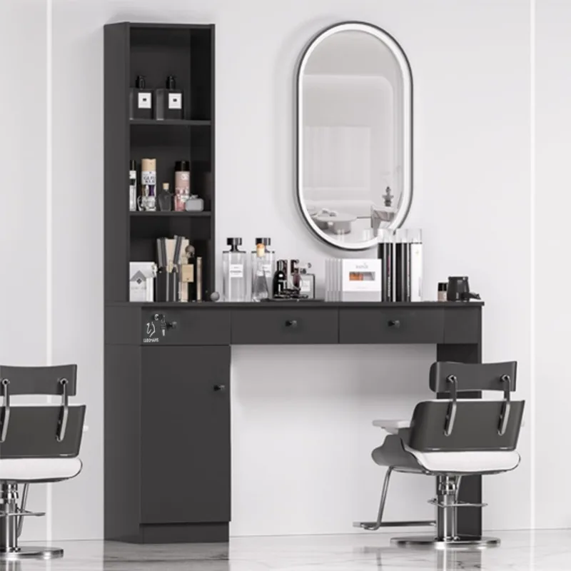 Luxury  furniture Black custom Mirror station  makeup barber mirror