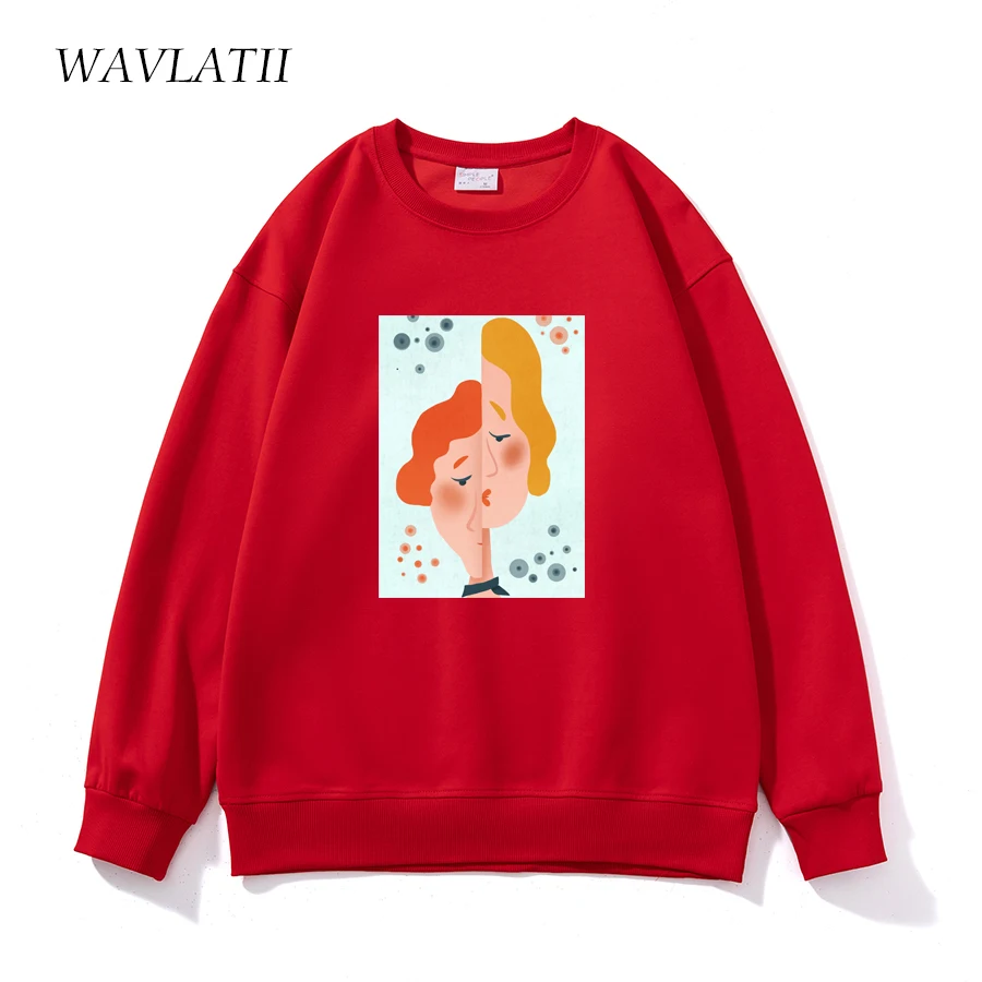 WAVLATII Women Fashion Printed Sweatshirts Female Cotton Casual White Black Sporty Hoodie Lady Long Sleeve Autumn Tops WH2220