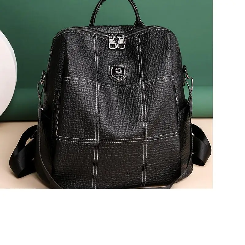 

2026 Hot Sale Fashion Women's Soft Leather Backpacks Female School Book Bags Large Capacity Casual Travel Shoulder Bags Handbag