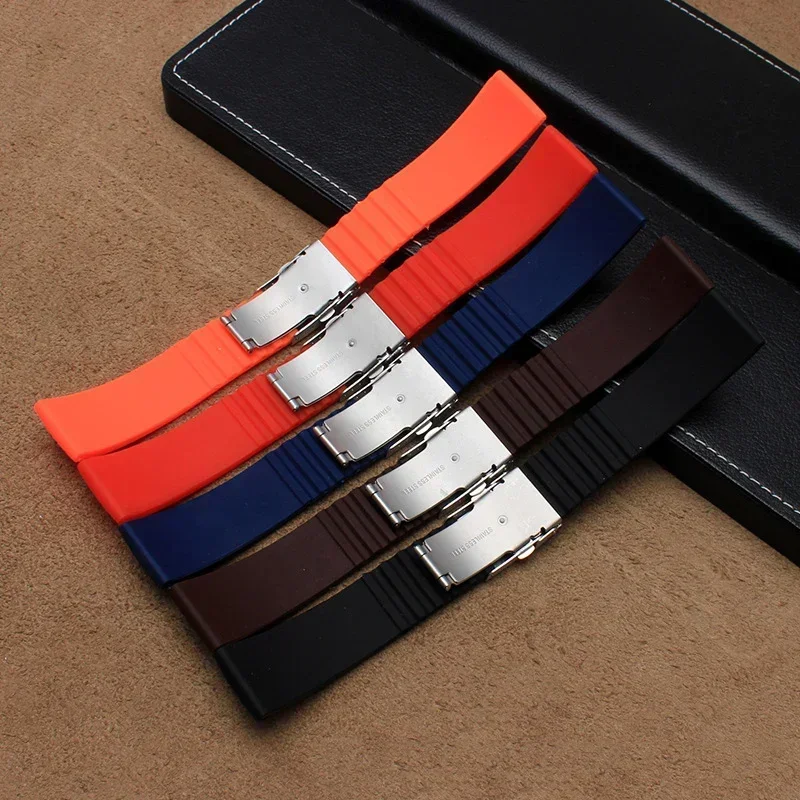 Silicone Rubber Watch Strap Band Deployment Buckle 18mm 20mm 22mm 24mm for Armani Omega Watch Replace the strap image 3